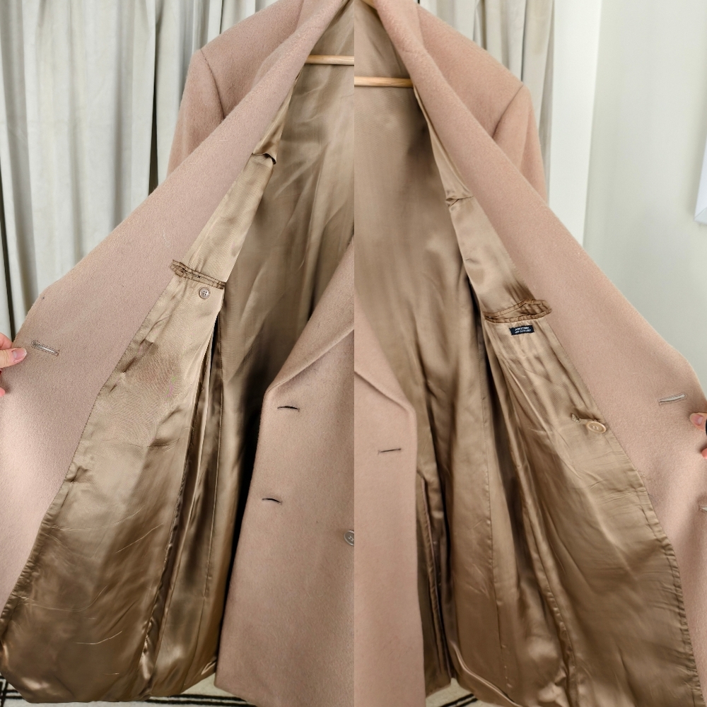 Vintage Tan Camel Boyfriend Boxy Full Length Long Coat - Picture 6 of 7
